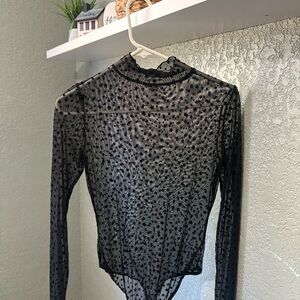 Black Star Patterned mesh Women's body suit